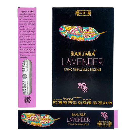 Lavender 9" Ethno-Tribal Smudge Incense 15g Pack, by Banjara