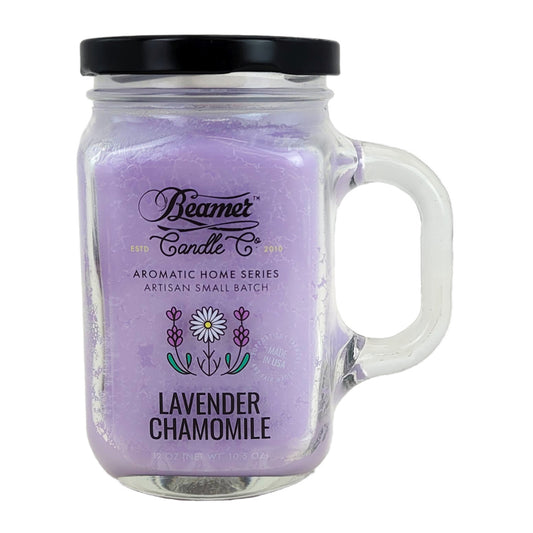Lavender Chamomile 5" Glass Jar Candle, 12oz Aromatic Home Series, by Beamer Candle Co