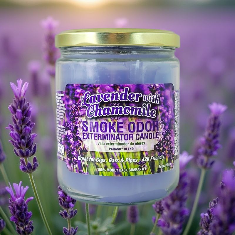 Lavender with Chamomile 4" Odor Exterminator Glass Jar Candle 13oz