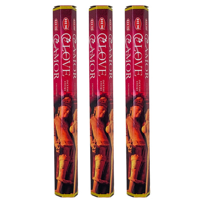 HEM Incense Sticks 20-Stick Hex Packs, Love