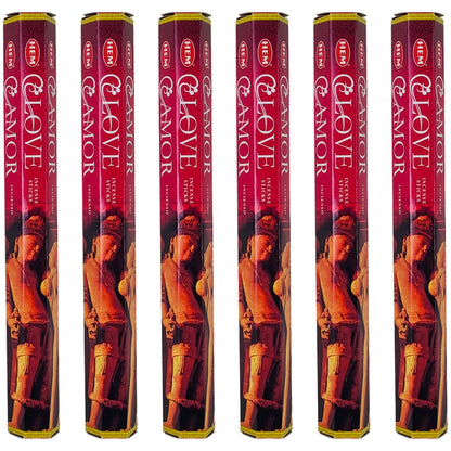 HEM Incense Sticks 20-Stick Hex Packs, Love