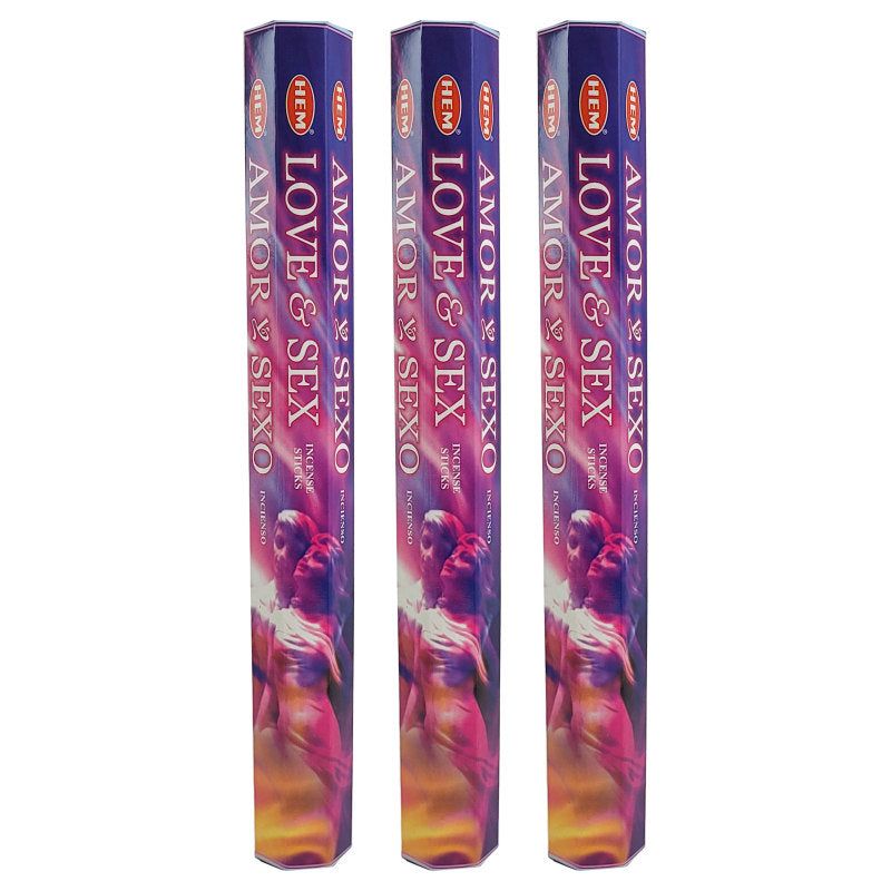 HEM Incense Sticks 20-Stick Hex Packs, Love & Sex