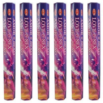 HEM Incense Sticks 20-Stick Hex Packs, Love & Sex