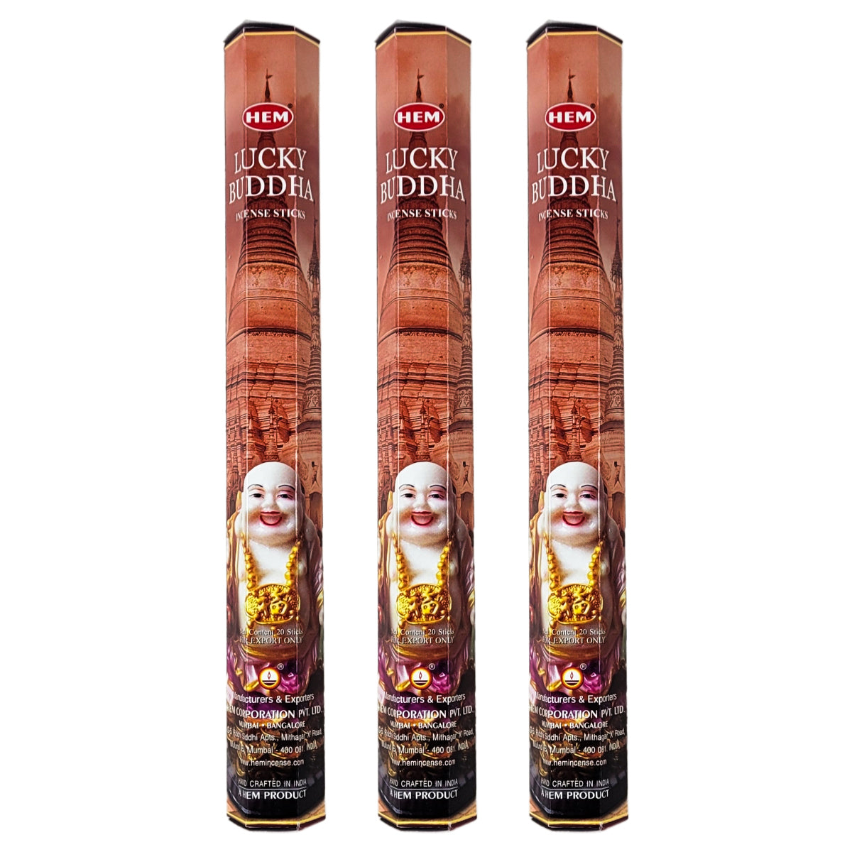 HEM Incense Sticks 20-Stick Hex Packs, Lucky Buddha