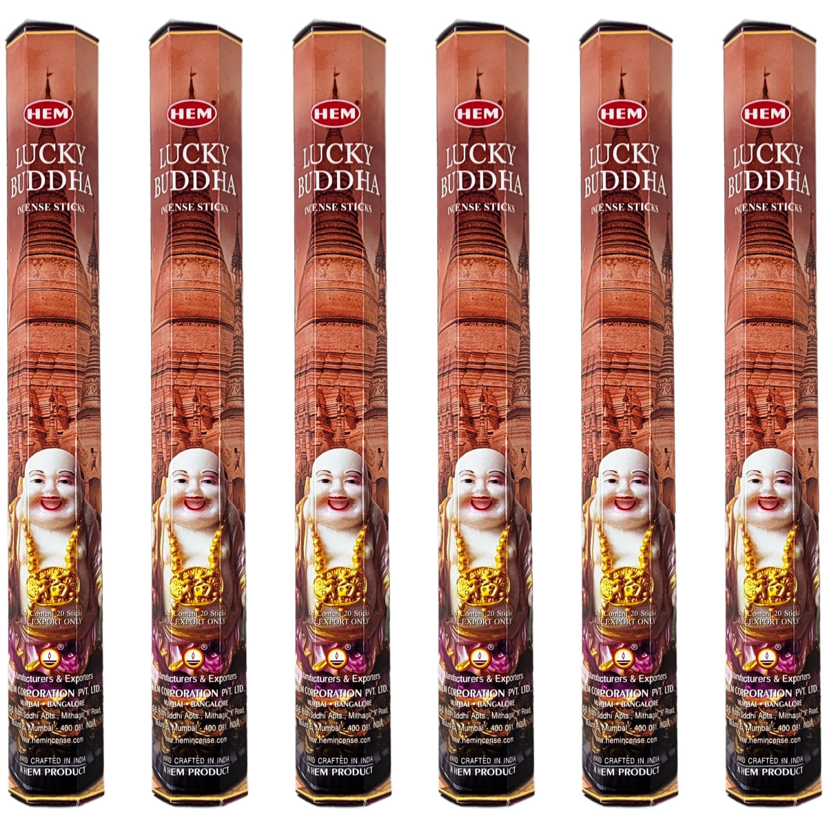 HEM Incense Sticks 20-Stick Hex Packs, Lucky Buddha