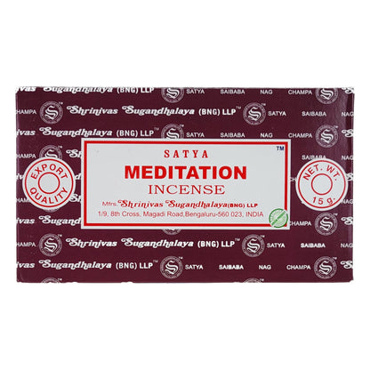Meditation Scent Incense Sticks by Satya BNG, 15g Packs