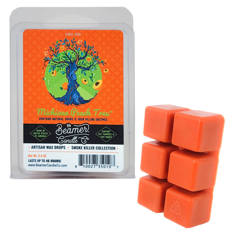 Michigan Peach Tree Scent, Wax Drop Melts Odor & Smoke Killer, by Beamer Candle Co