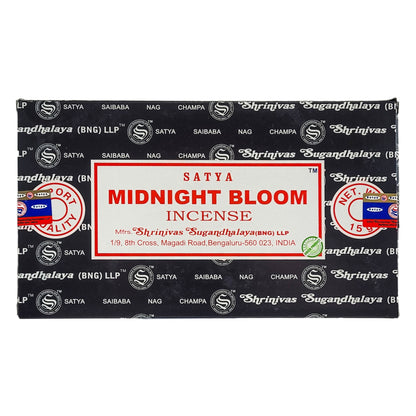 Midnight Bloom Scent Incense Sticks by Satya BNG, 15g Packs