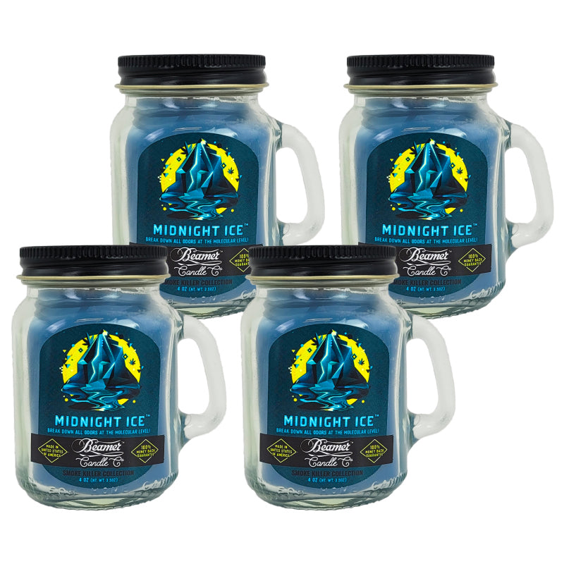 MINI 3" Midnight Ice Jar Candle, 4oz Odor & Smoke Killer, by Beamer Candle Co