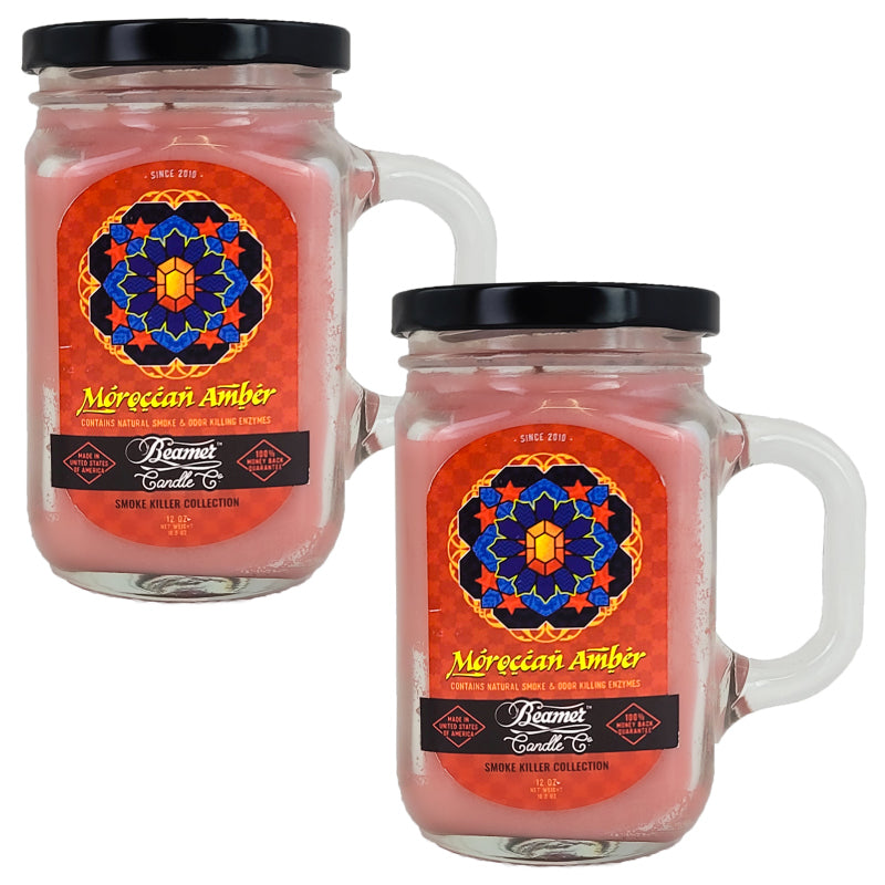 Moroccan Amber 5" Glass Jar Candle, 12oz Smoke Killer Collection, by Beamer Candle Co