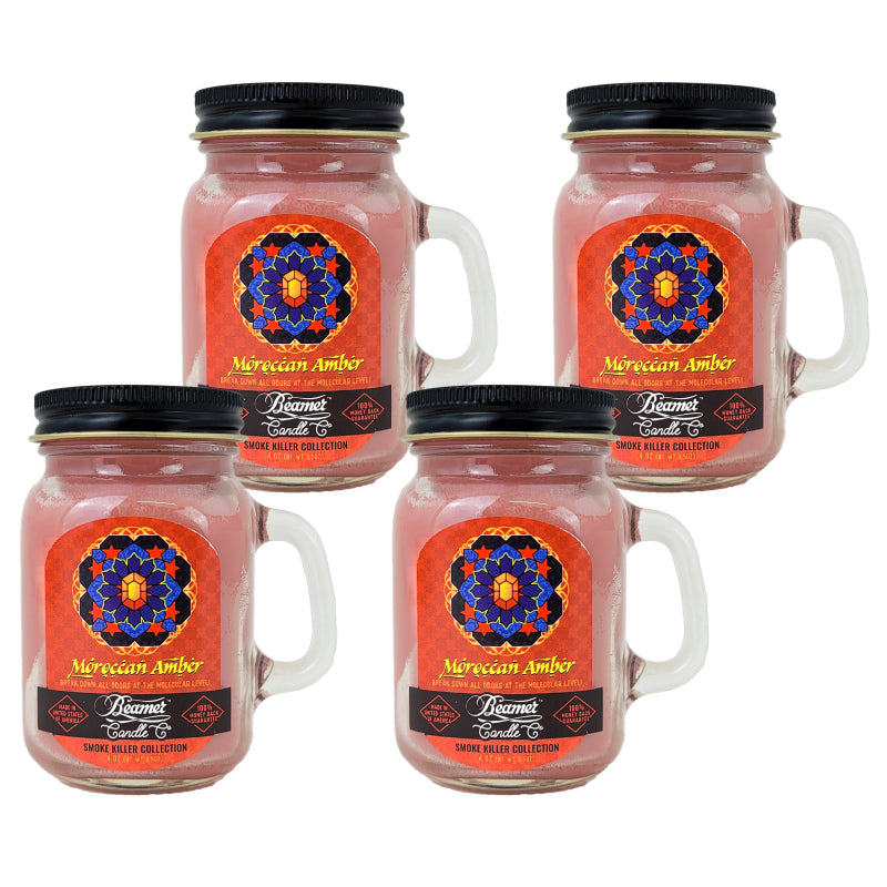 MINI 3" Moroccan Amber Jar Candle, 4oz Odor & Smoke Killer, by Beamer Candle Co