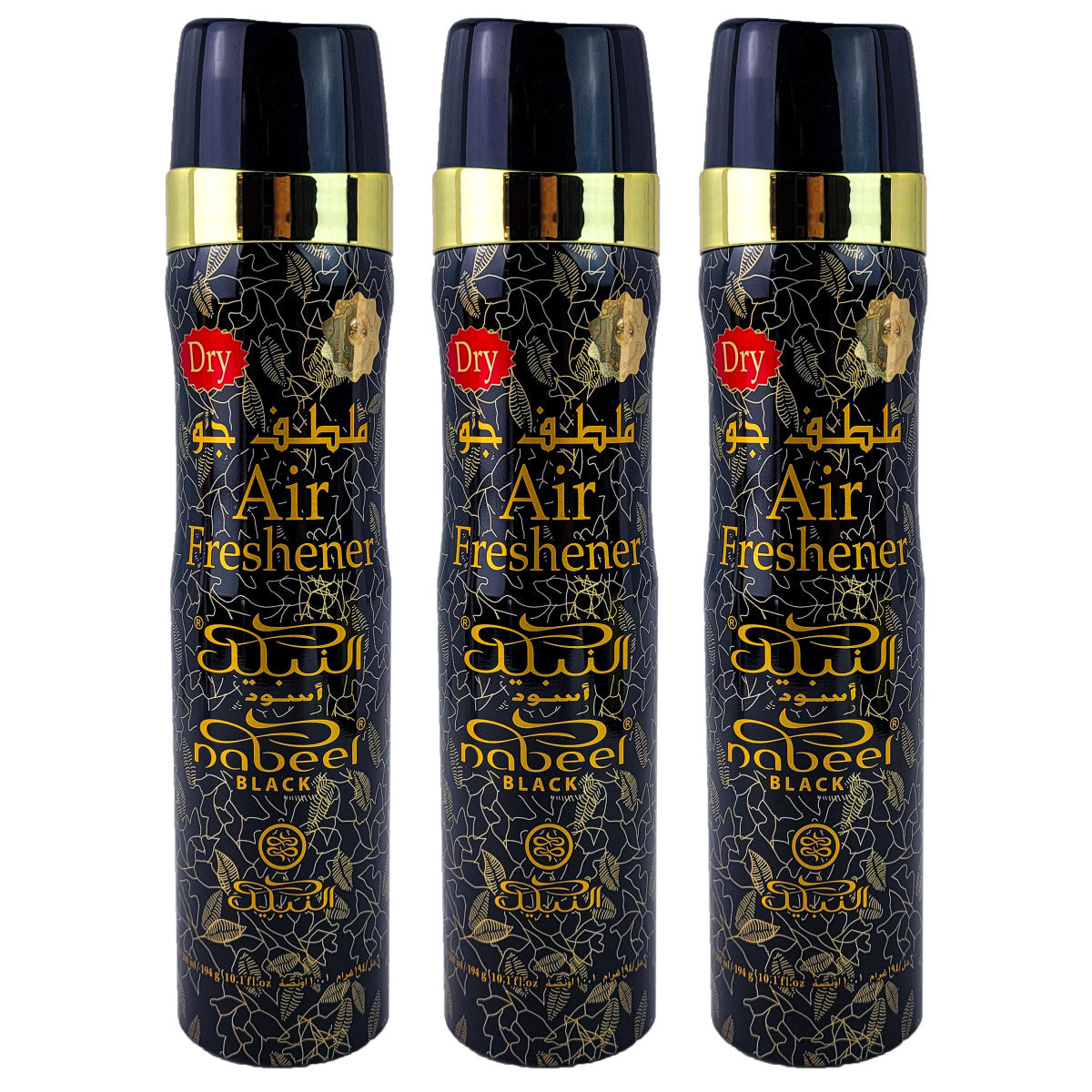 Black Scent Dry Aerosol Air Freshener Spray, 300ml, by Nabeel