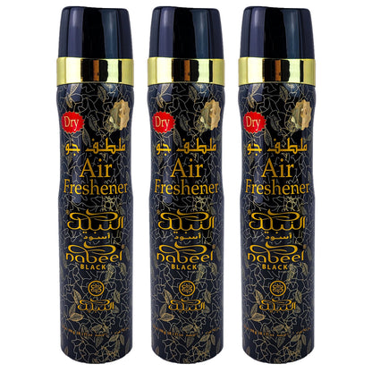 Black Scent Dry Aerosol Air Freshener Spray, 300ml, by Nabeel