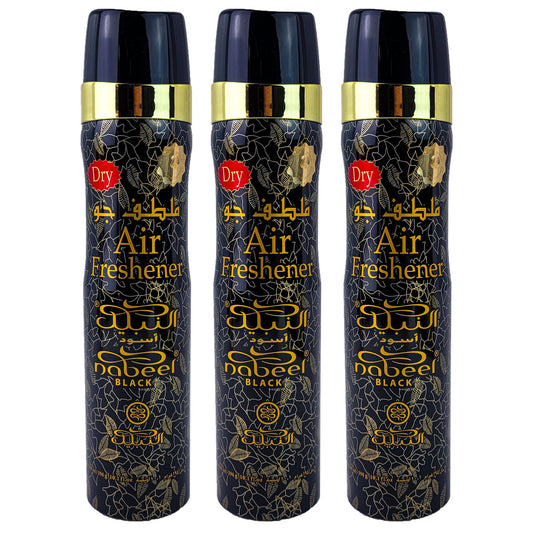 Black Scent Dry Aerosol Air Freshener Spray, 300ml, by Nabeel