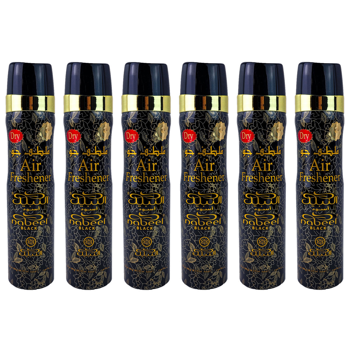 Black Scent Dry Aerosol Air Freshener Spray, 300ml, by Nabeel
