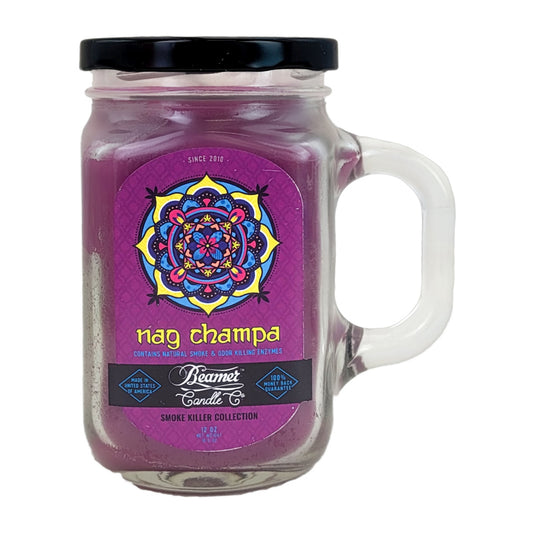Nag Champa 5" Glass Jar Candle, 12oz Smoke Killer Collection, by Beamer Candle Co