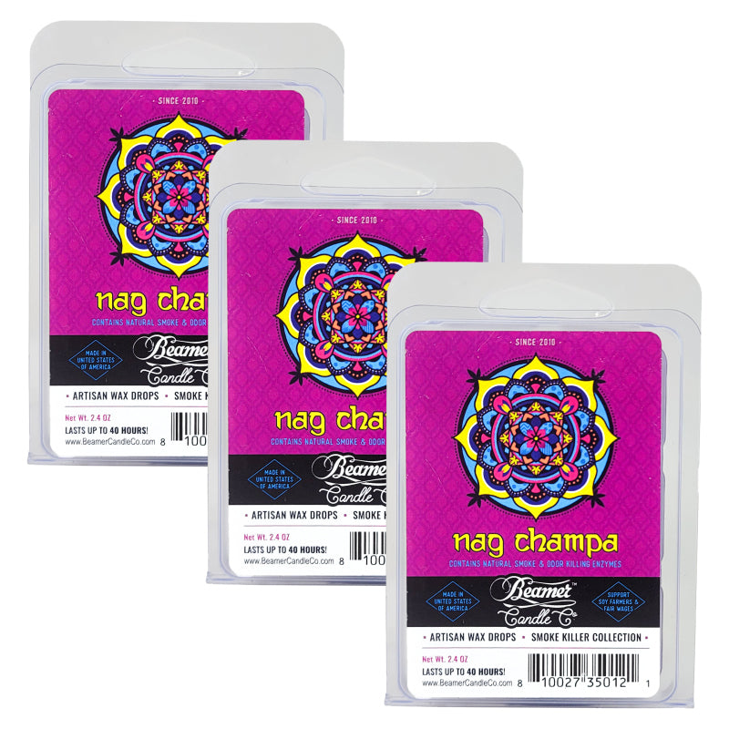 Nag Champa Scent, Wax Drop Melts Odor & Smoke Killer, by Beamer Candle Co