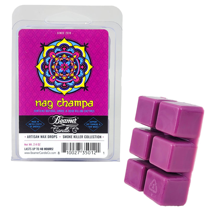Nag Champa Scent, Wax Drop Melts Odor & Smoke Killer, by Beamer Candle Co