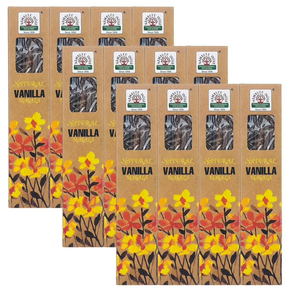 Natural Vanilla 15g 8" Incense Pack, by Namaste India