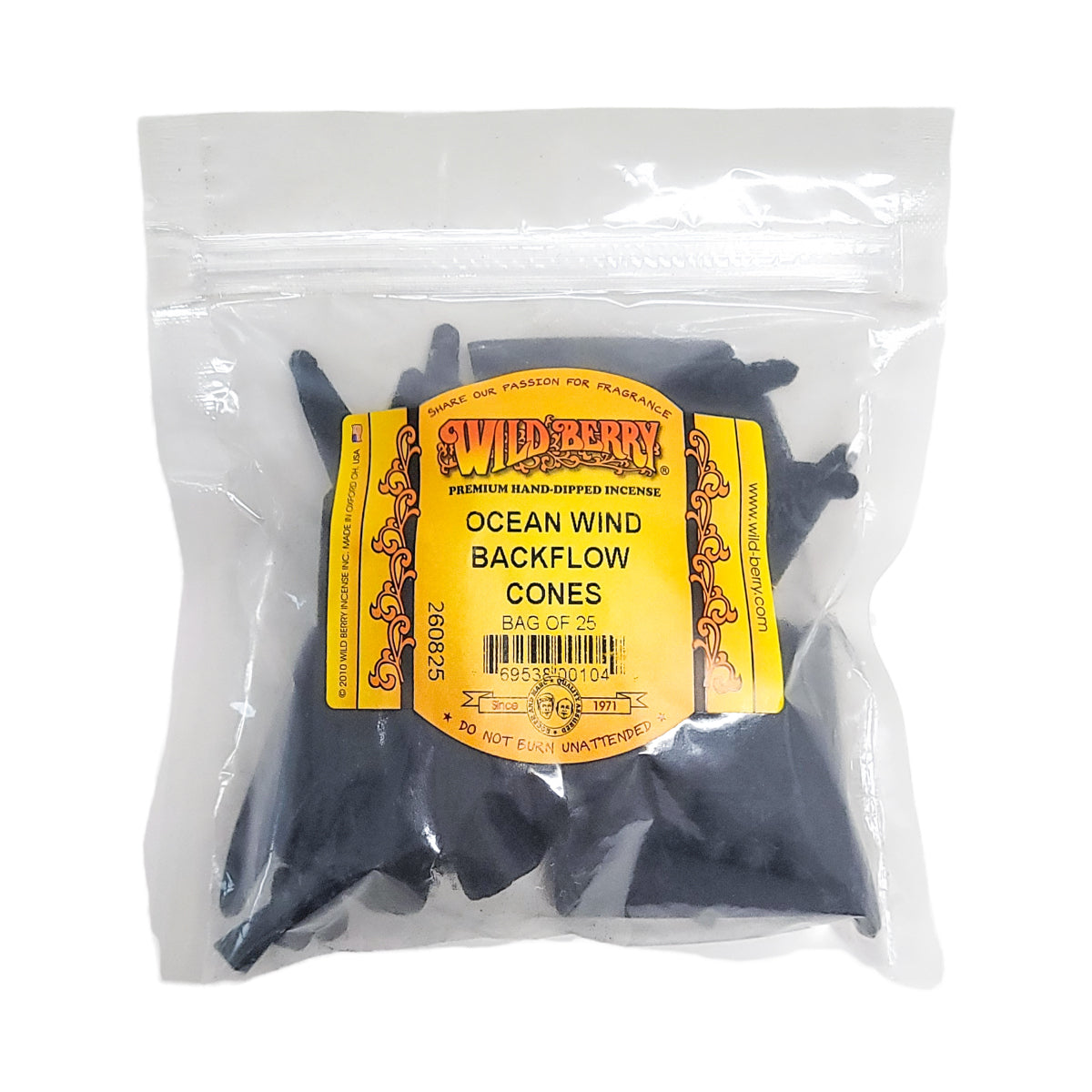 Backflow Ocean Wind Wild Berry Incense Cones, 25ct Packs