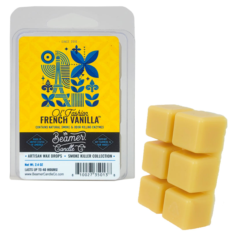 Ol' Fashion French Vanilla Scent, Wax Drop Melts Odor & Smoke Killer, by Beamer Candle Co