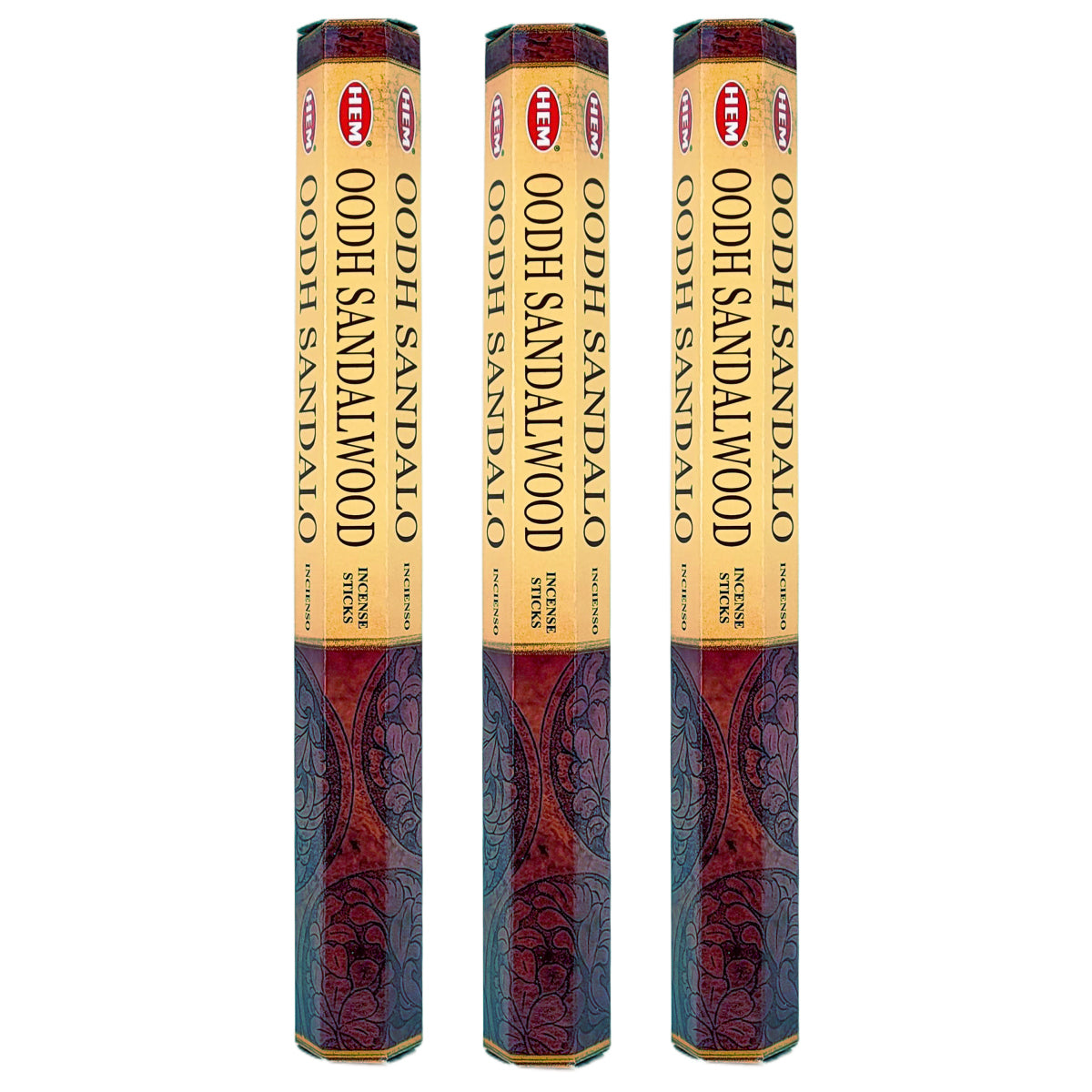 HEM Incense Sticks 20-Stick Hex Packs, Oodh Sandalwood