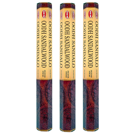 HEM Incense Sticks 20-Stick Hex Packs, Oodh Sandalwood