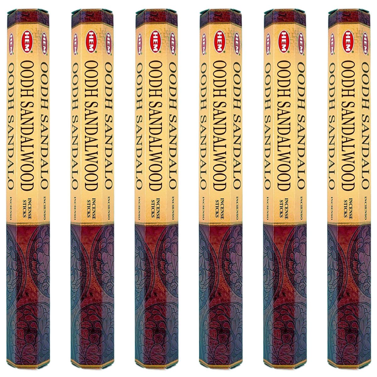 HEM Incense Sticks 20-Stick Hex Packs, Oodh Sandalwood