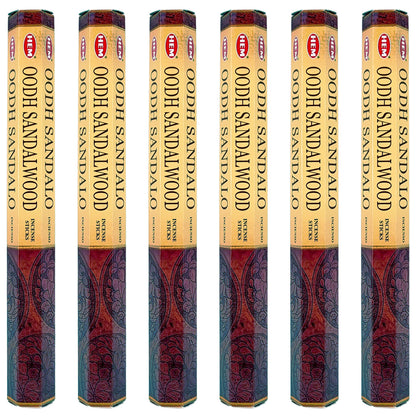 HEM Incense Sticks 20-Stick Hex Packs, Oodh Sandalwood