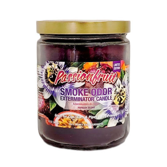 Passion Fruit 4" Glass Jar 13oz Smoke Odor Exterminator Candle, by Tobacco Outlet Products