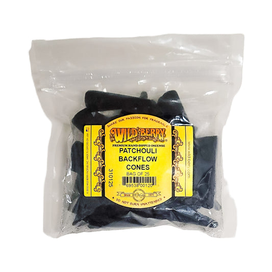 Backflow Patchouli Wild Berry Incense Cones, 25ct Packs