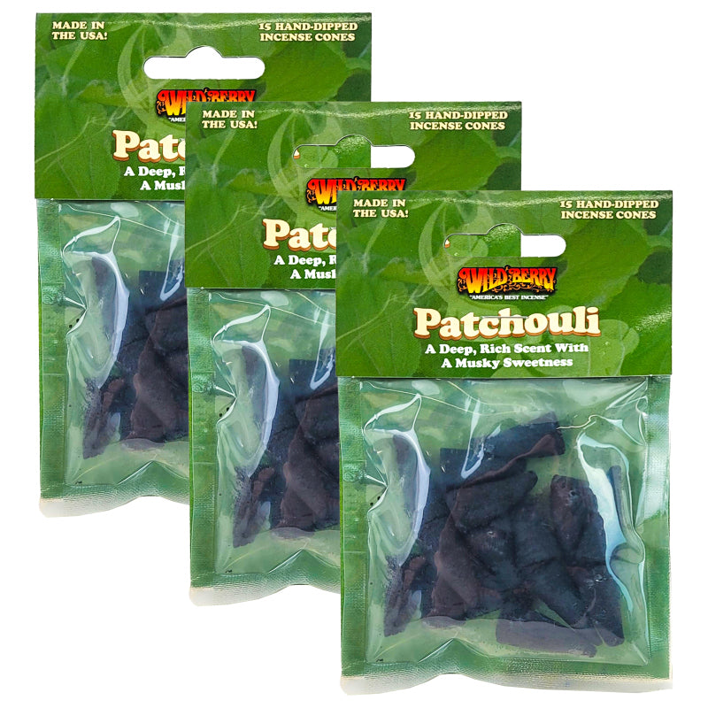 Patchouli Wild Berry Incense Cones, 15ct Packs