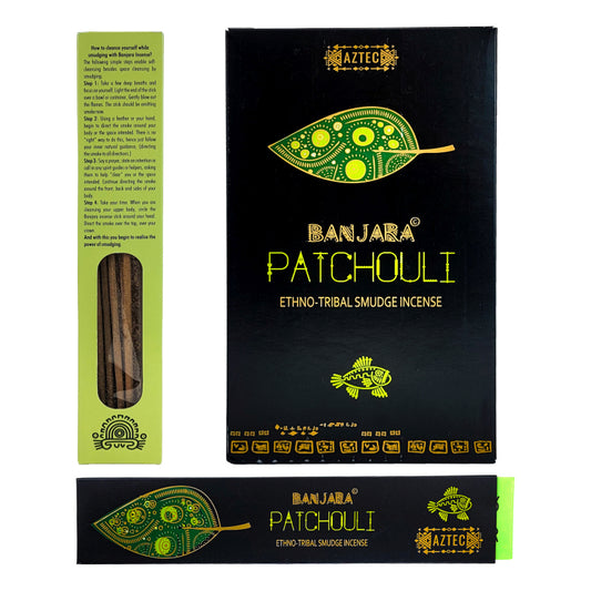 Patchouli 9" Ethno-Tribal Smudge Incense 15g Pack, by Banjara