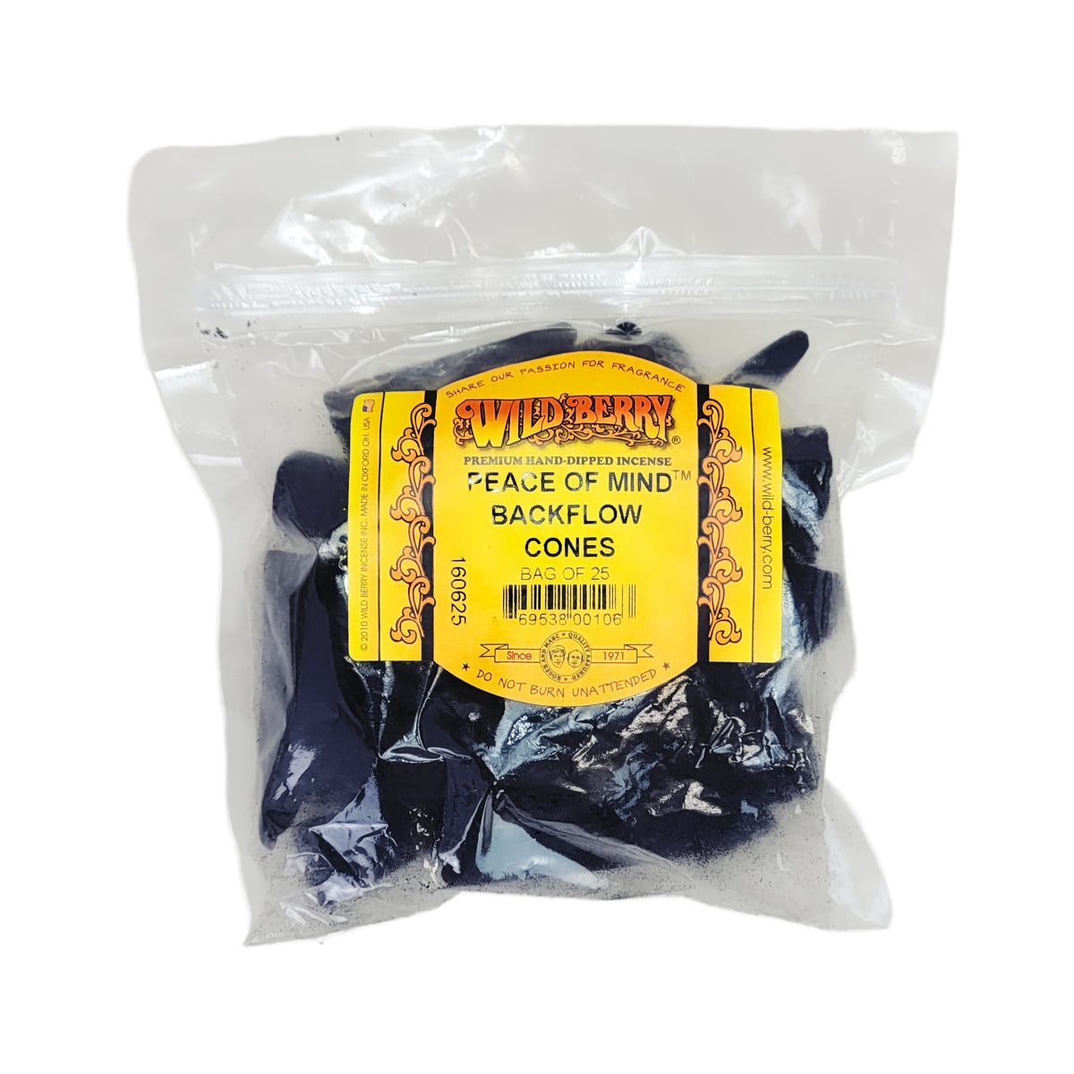 Backflow Peace of Mind Wild Berry Incense Cones, 25ct Packs
