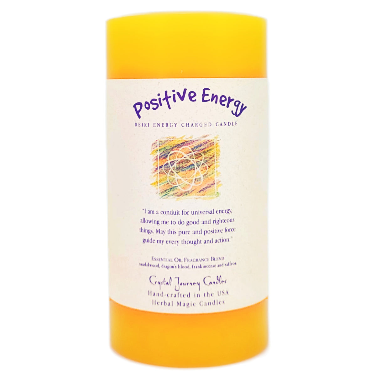 6" Reiki Charged Herbal Pillar Candle, Positive Energy