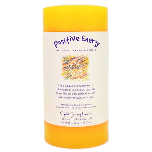 6" Reiki Charged Herbal Pillar Candle, Positive Energy