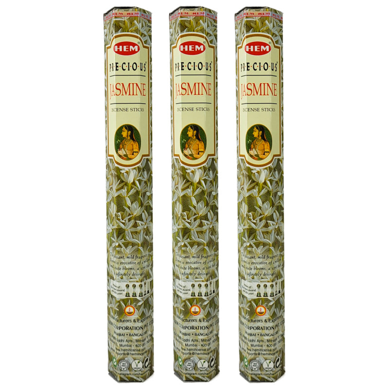 HEM Incense Sticks 20-Stick Hex Packs, Precious Jasmine