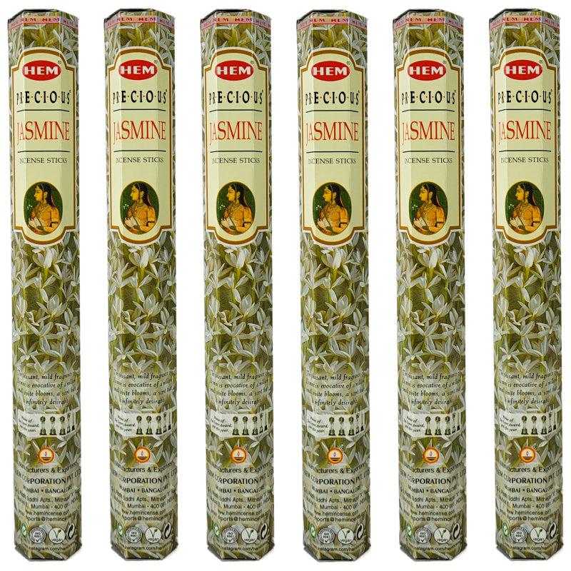HEM Incense Sticks 20-Stick Hex Packs, Precious Jasmine