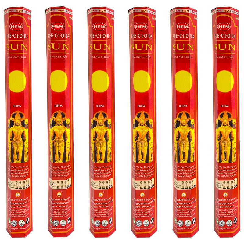 HEM Incense Sticks 20-Stick Hex Packs, Precious Sun