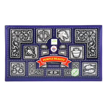 Super Hit Purple Beauty Scent Incense Sticks by Satya BNG, 15g Packs