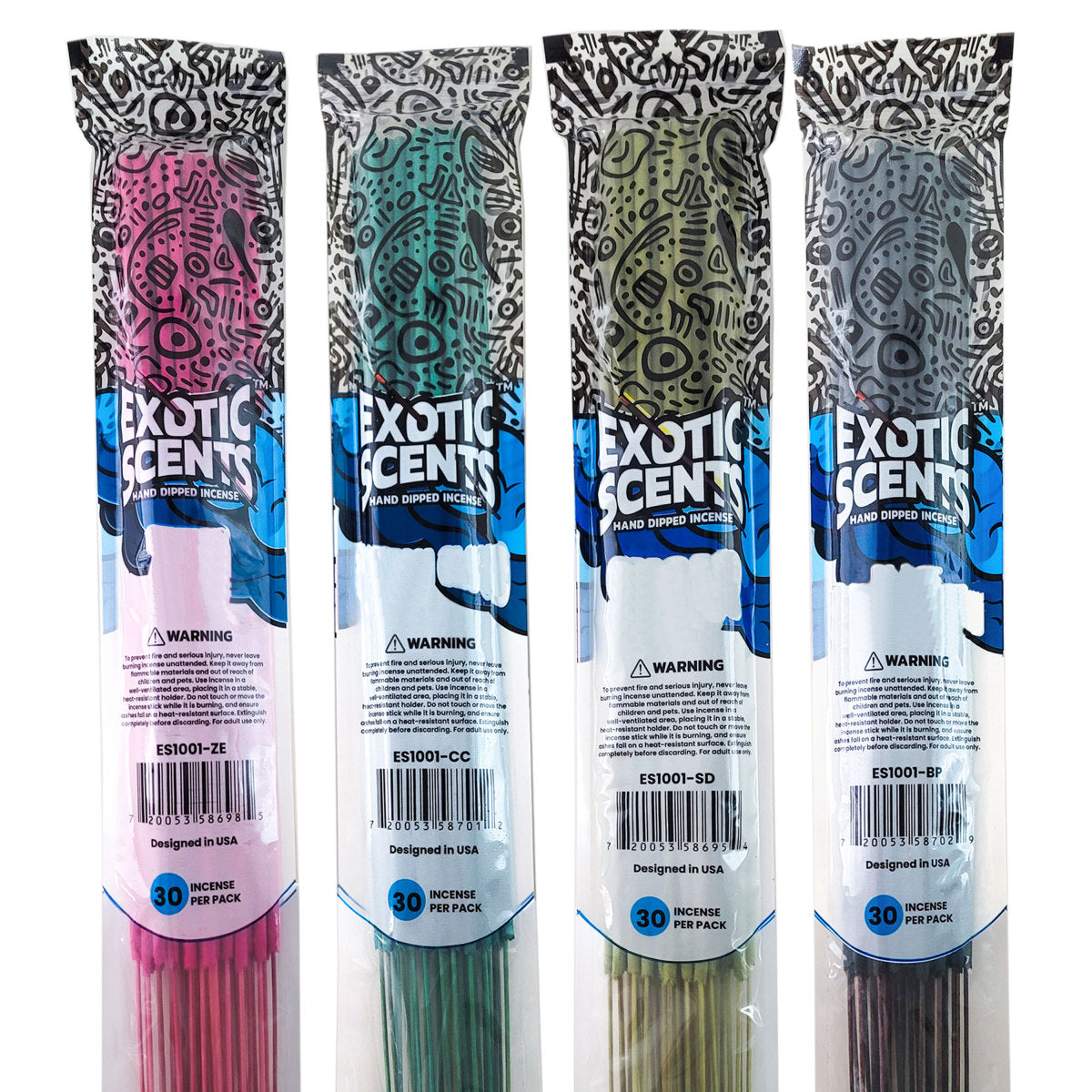 4-Pack ASSORTED 19" Exotic Scents Jumbo Incense