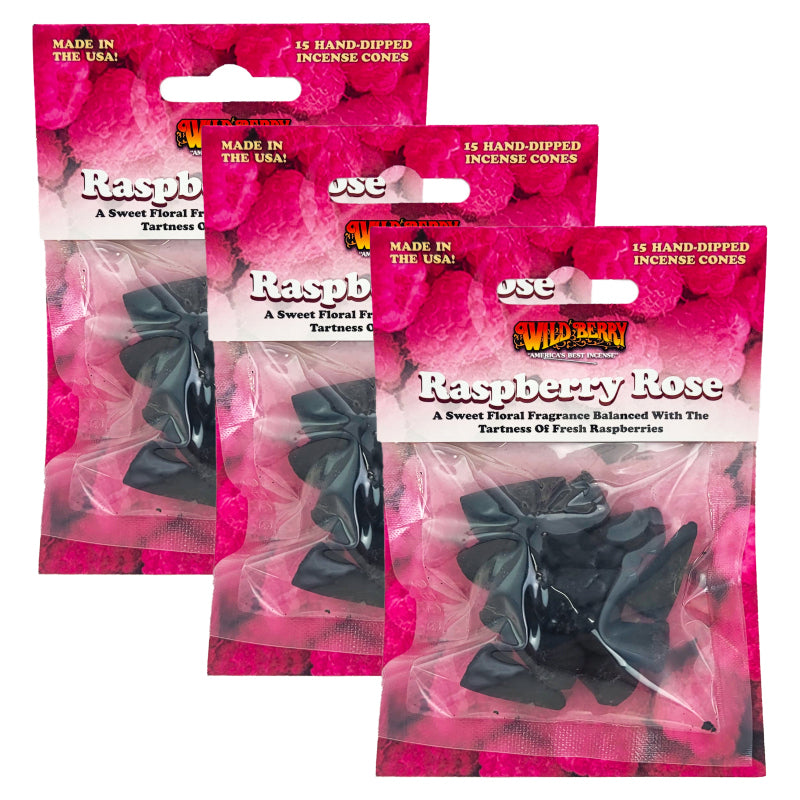 Raspberry Rose Wild Berry Incense Cones, 15ct Packs
