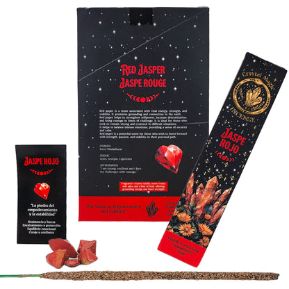 Red Jasper 15g 8" Incense Pack + Crystals, by Crystal Magic Incense