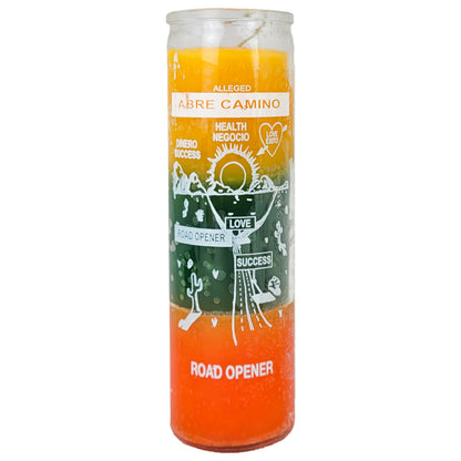 7 Day Candle, Road Opener (Gold/Green/Orange)