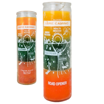 7 Day Candle, Road Opener (Gold/Green/Orange)