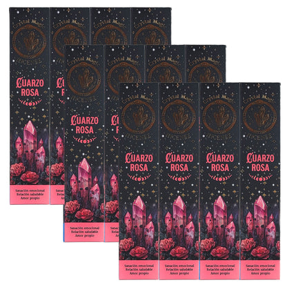 Rose Quartz 15g 8" Incense Pack + Crystals, by Crystal Magic Incense