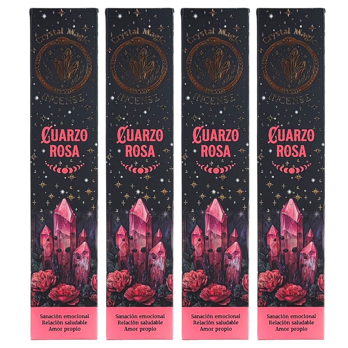 Rose Quartz 15g 8" Incense Pack + Crystals, by Crystal Magic Incense