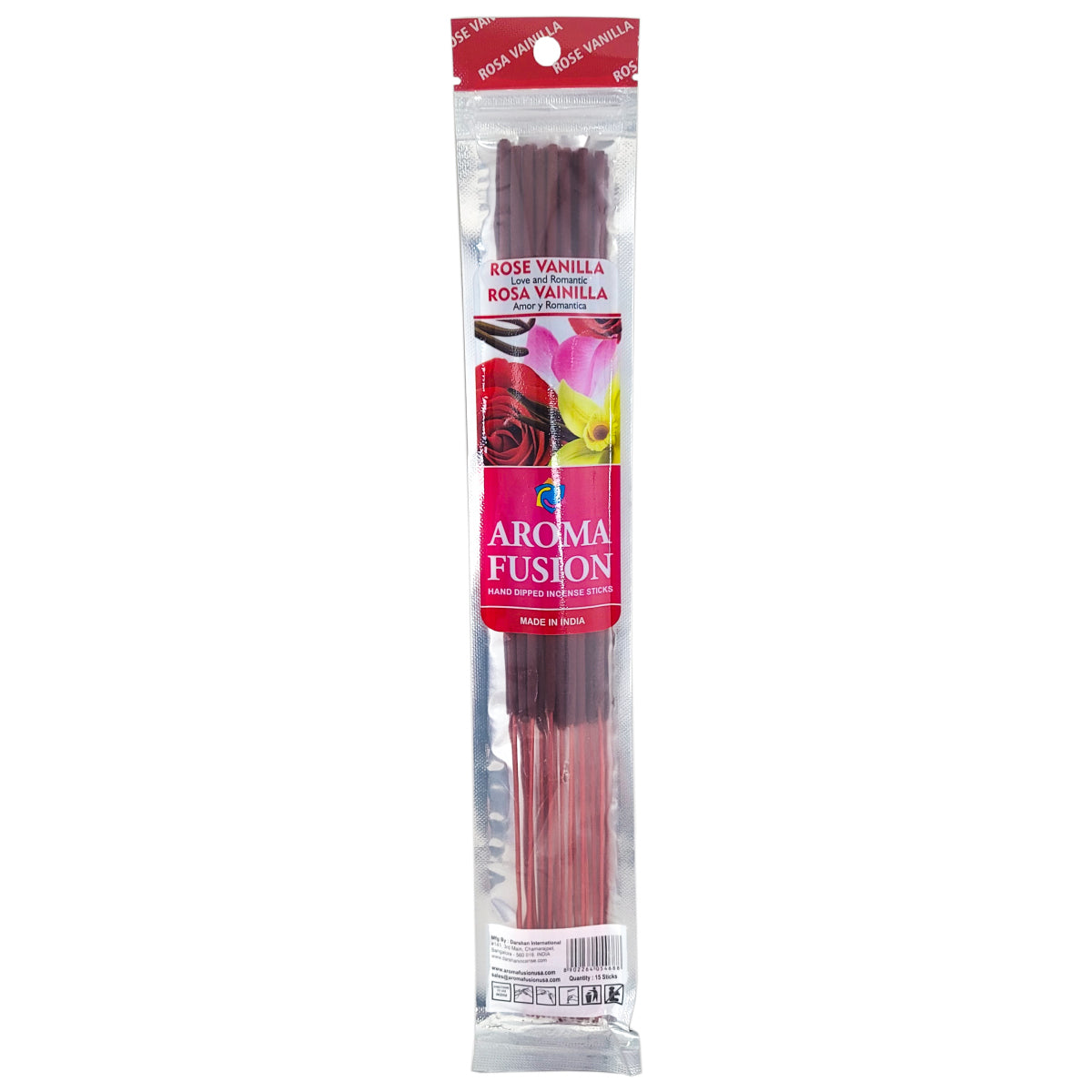 10-Packs Aroma Fusion 11" Incense Sticks, Rose Vanilla Scent