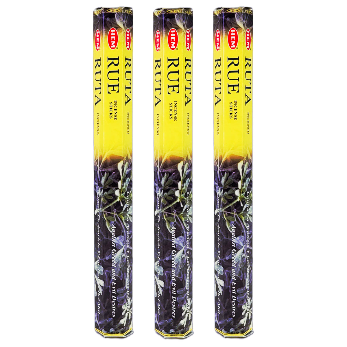 HEM Incense Sticks 20-Stick Hex Packs, Rue
