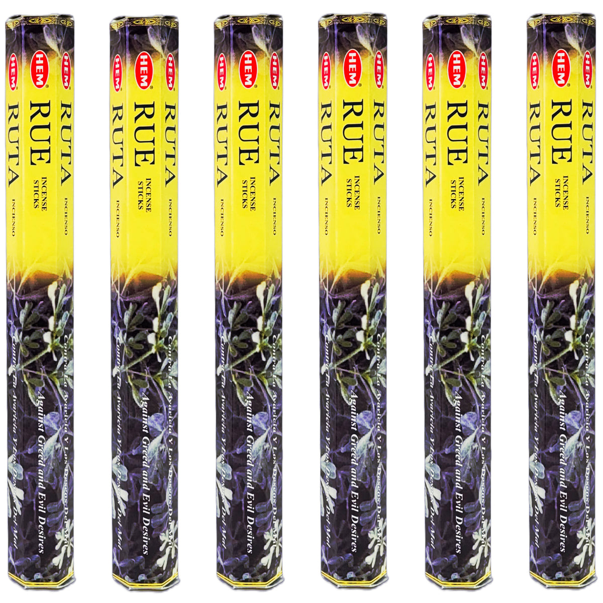 HEM Incense Sticks 20-Stick Hex Packs, Rue